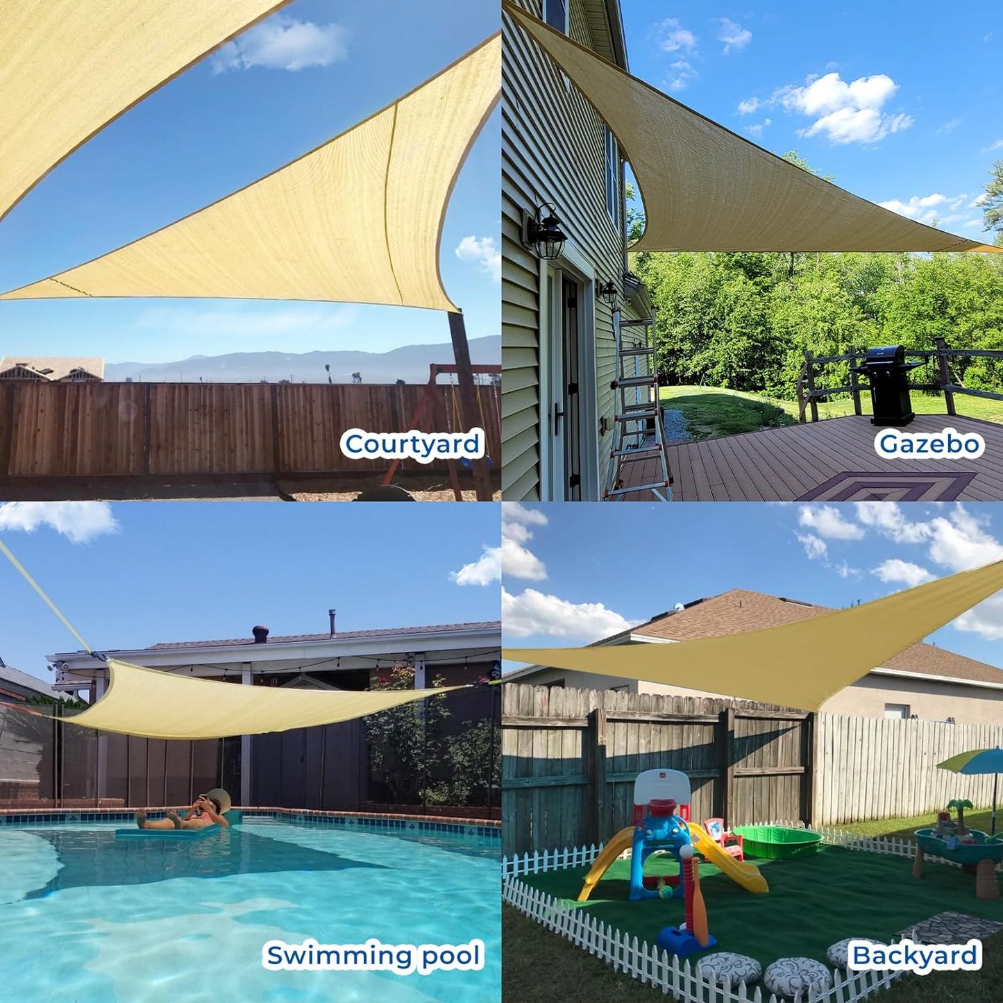 Triangle Sun Shade Sail Canopy for Patio Pool Deck Outdoor Backyard
