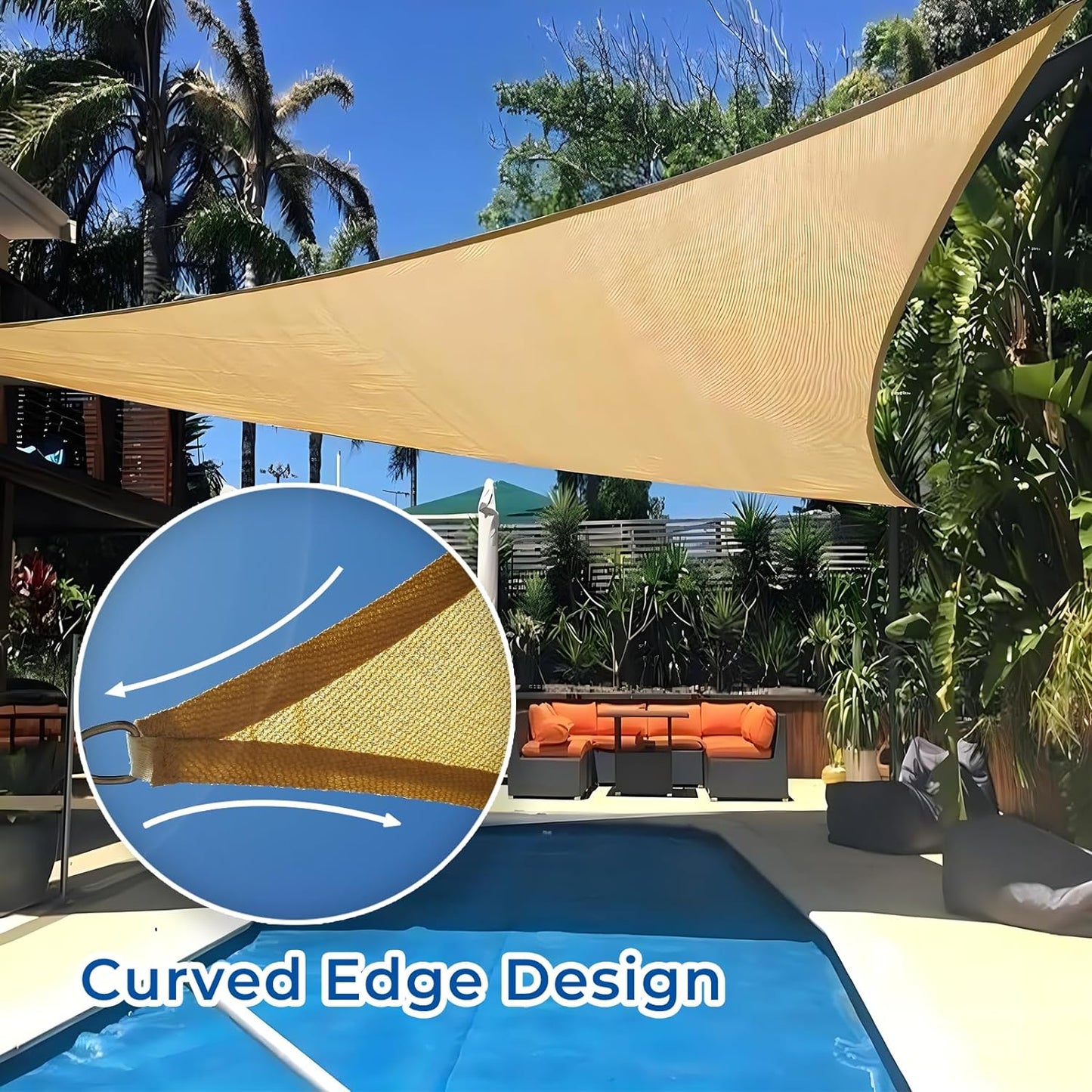Triangle Sun Shade Sail Canopy for Patio Pool Deck Outdoor Backyard