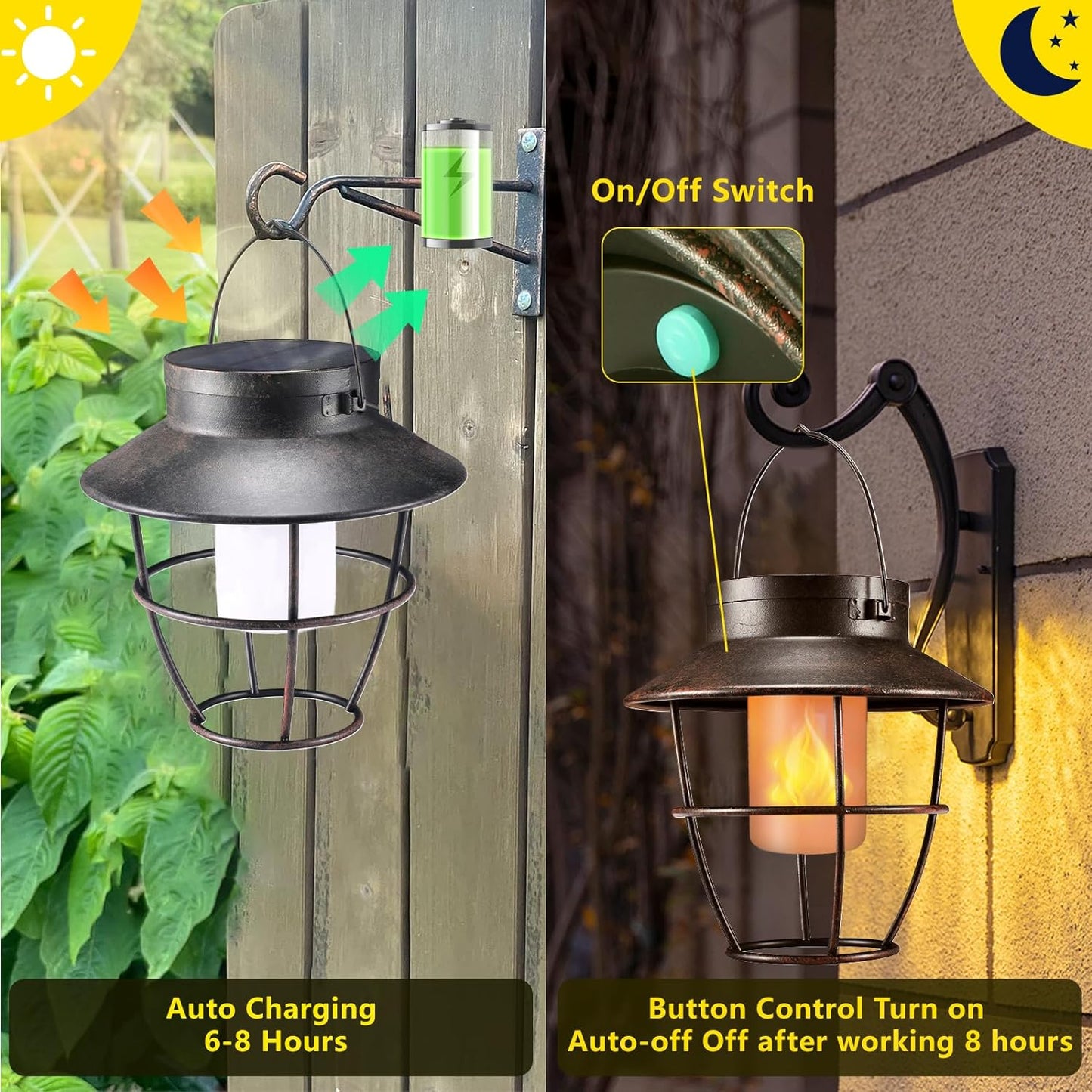 Solar Camping Lantern Rustic Light for Outdoor Farmhouse Yard Pathway